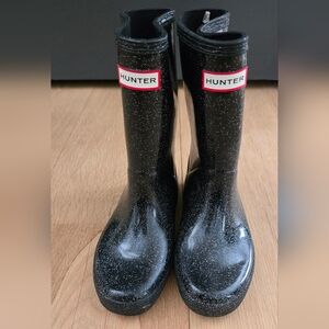 Hunter Black Glitter Kids' Rain Boots